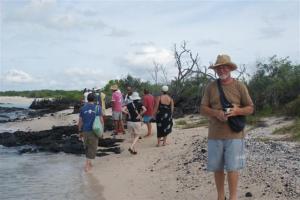Our group walking along the beach