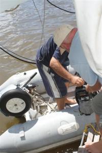 The old outboard finally goes