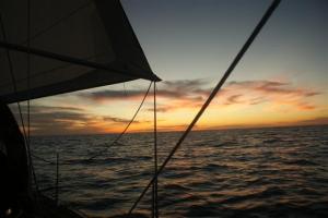 Sunset on passage