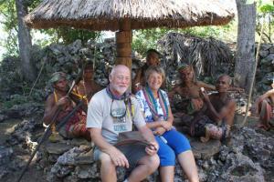 Bill and I with the elders of the village