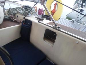 The hole in the cockpit coaming for the new autohelm control