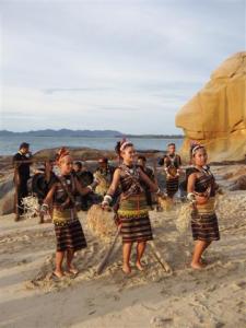 Clever dance using bamboo poles