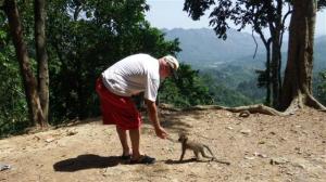 Bill feeding the monkey