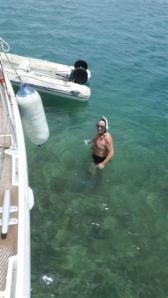 Bill scrubbed the exposed hull