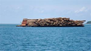 An overloaded barge