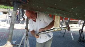 The cutlass bearing is extracted 