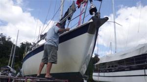 Rubbing down blue strip