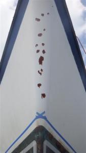 Little dings made by the anchor