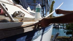 The top of the rubbing strake cut off