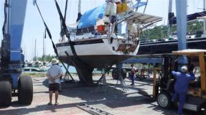 The travel lift in position