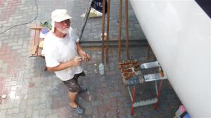 Finishing off the last of the varnishing