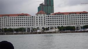 The apartment block behind the marina