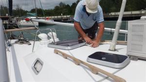 Waxing the coach roof