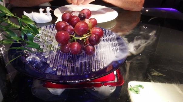 Grapes on a bed of dry ice