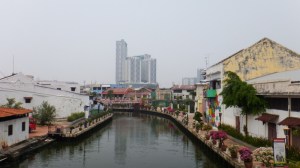 Modern buildings surround Melaka