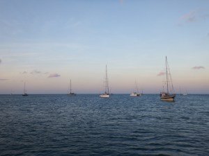 The anchorage at Nai Harn with Inspiration Lady in the foreground to the right. All ready for the off.