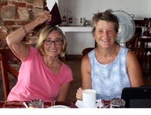 Jackie and I having our coffee