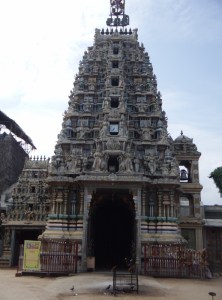 A close up of the gopuram (gateway tower)