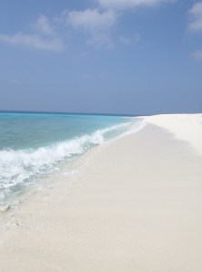 The beach on the eastern side of the sandbar