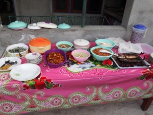 Delicious meal prepared by the ladies of the village