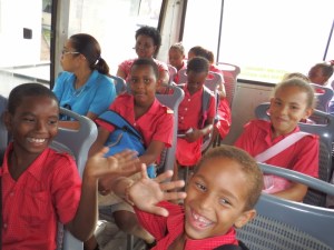 School children on the bus
