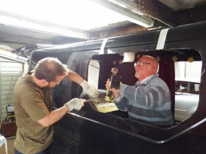 Working on the van