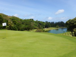 Looking back down the fairway