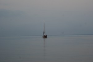 We followed Tintin out of the calm lagoon.