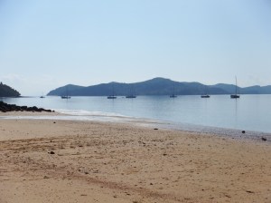 The yachts in Russian bay