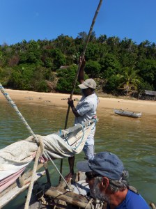 Paul punted his dhow into deeper water