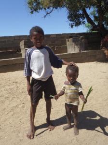 Looking after his little brother