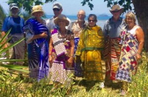 The group covered up to visit the sacred tree