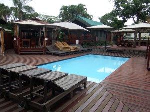 The lovely pool in the rain